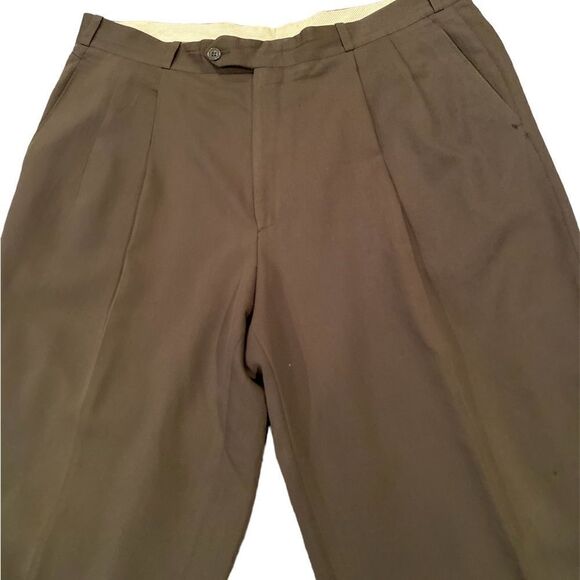 Joseph & Feiss  Wool Green Slacks Size 38 Dressy Cuffed Bottom - Picture 1 of 6